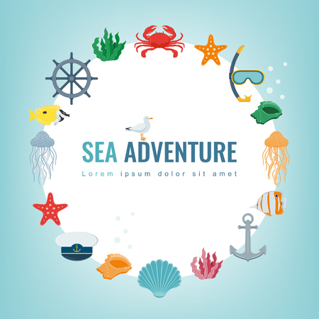 Sea icons and symbols setのイラスト素材