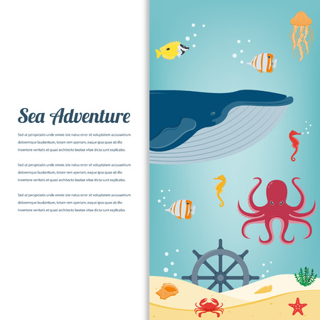 Sea icons and symbols set. Sea animals. Nautical design elements. Vectorのイラスト素材
