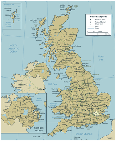 United Kingdom map with selectable territories. Vectorのイラスト素材