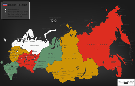Russian Federation map with selectable territories Vectorのイラスト素材
