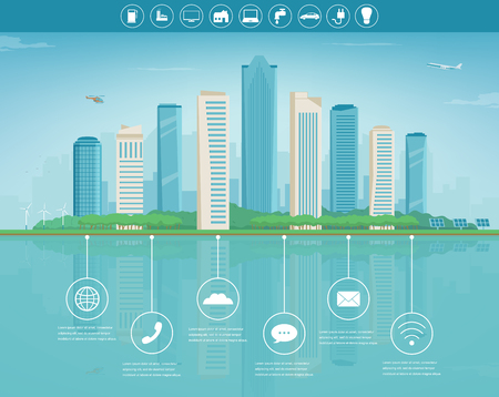 City infographic. Modern city with infographic elements. Smart city. Vectorのイラスト素材