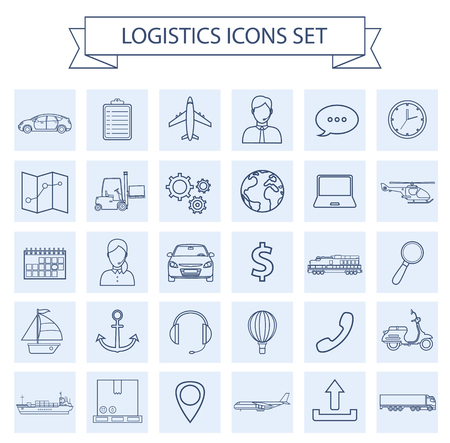 Logistics icons set. Delivery and Transportation. Outline icons. Vectorのイラスト素材