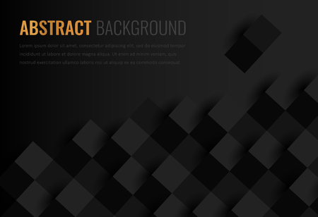 Black background. Abstract geometric template for business. Background texture with square and triangle. Vectorのイラスト素材