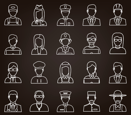 People of different occupations. Professions icons set. Flat design. Vector illustrationのイラスト素材