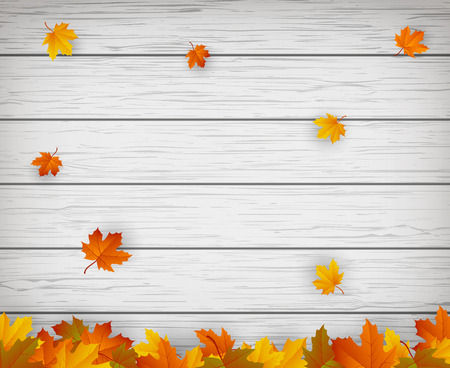 Autumn background with falling leaves. Red, yellow and orange autumn leaves. Vector illustrationのイラスト素材