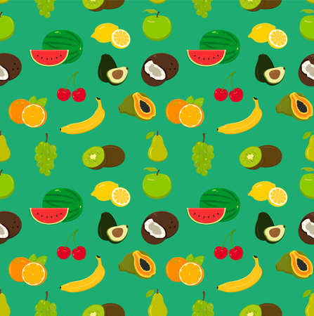Organic food seamless pattern. Fruits and Vegetables background.のイラスト素材