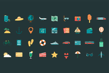 summer holiday icons collection. travel and tourism concept. vector