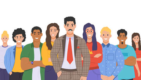 Multicultural group of people. People of different races and cultures. Cartoon characters set in flat design style. Vectorのイラスト素材