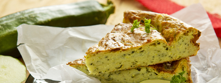 Vegetarian cake with zucchini isolated on white paper.の写真素材