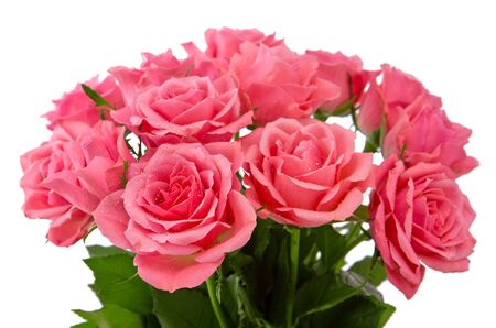 Pink rose  bouquet isolated on white background.の写真素材