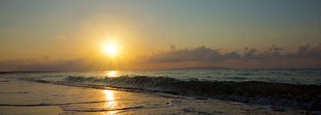Beautiful sunset over the sea , panoramic view.の写真素材