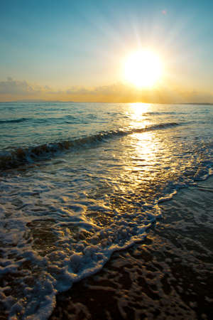 Beautiful sunset over the sea , panoramic view.Sunrise in Greece.の写真素材