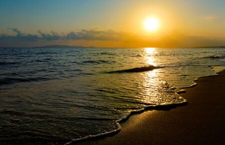 Sea wave on the beach at sunset time.Beach Landscape .の写真素材
