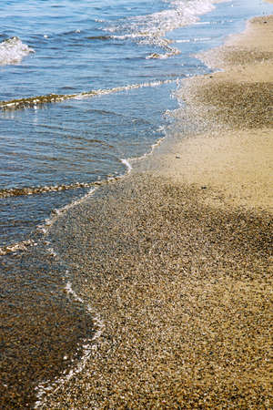 Summer beach in Greece. Sea and summer beach, wave.