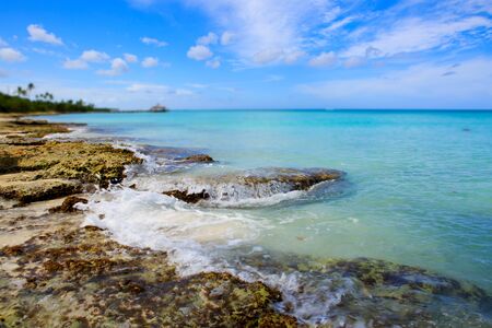 Caribbean sea and rock stones.の写真素材