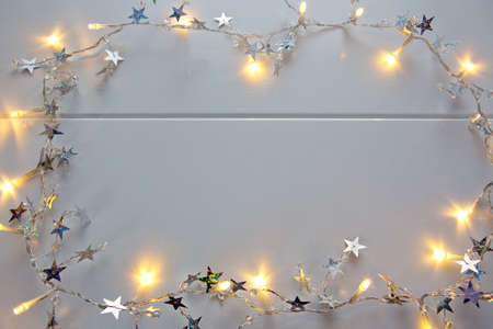 Glowing garland isolated on white background.