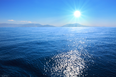 Summer panoramic view of the sea and mountains .の写真素材