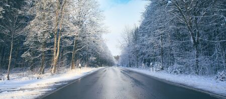 Winter road landscape.