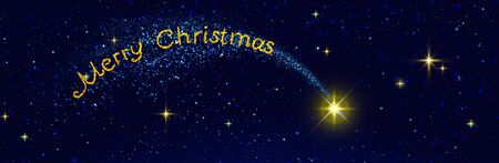 Christmas Star and blue abstract sky.Christmas background.