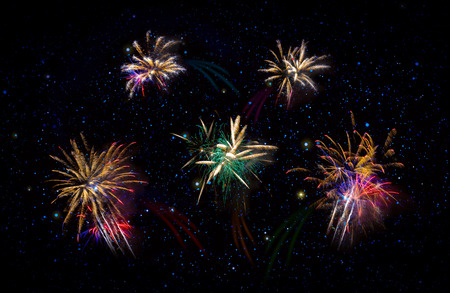 Abstract colored firework background . New Year background.
