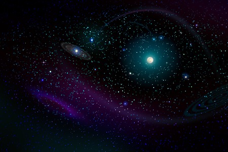 Full moon with stars at dark night sky .