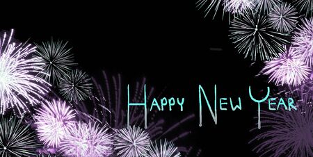 Golden firework on night sky.New Year background.の写真素材