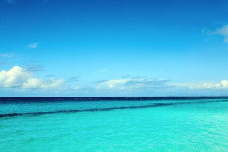 Beautiful caribbean sea and blue sky .Summer ocean landscape as background.の写真素材