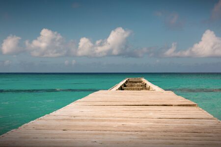 View from the pier and beautiful caribbean sea with blue sky.の写真素材