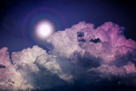 Night sky with full moon and clouds.Nature abstract background.の写真素材