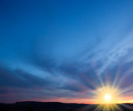 Beautiful sunset . Nature background with colorful sky.の写真素材