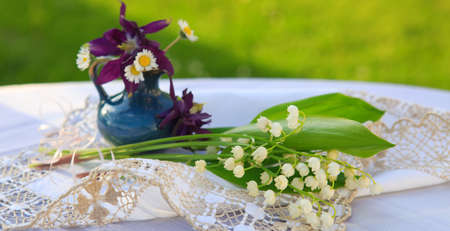 Lily of the valley bouquet on the table.の写真素材