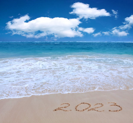 New Year 2023 is coming concept on tropical beach.の写真素材