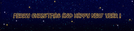 Merry Christmas text on night sky background .の写真素材