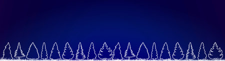 Christmas background with white fir trees isolated on blue background.の写真素材