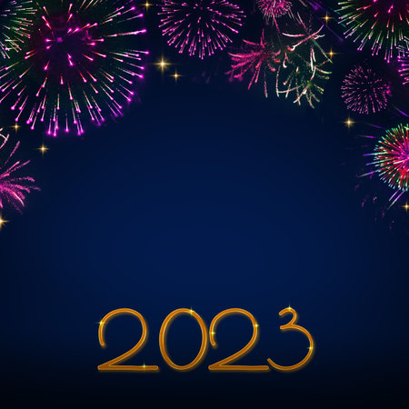 Merry Christmas and Happy New Year 2023 background.