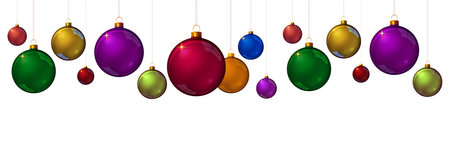 Colorful Christmas balls isolated on white background.の写真素材