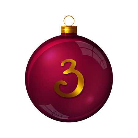 Third Advent. Red Christmas ball isolated on white.の写真素材