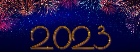 Happy New Year 2023 abstract shiny golden background.の写真素材