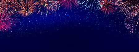 Abstract colored firework background . New Year background.の写真素材