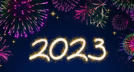 Merry Christmas and Happy New Year 2023 background.の写真素材