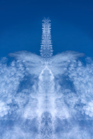 Blue Sky with white clouds. Abstract backdrop for wallpaper .の写真素材
