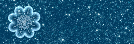 Christmas background with snowflake isolated on blue.の写真素材