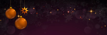 Winter blurred bokeh background with golden balls isolated.の写真素材