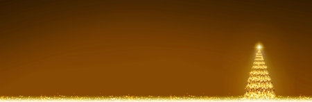 Golden Christmas tree isolated on lights background.の写真素材