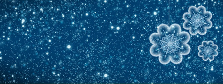 Winter Christmas background with white falling Snow .