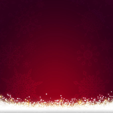 Red Christmas background with white Snow .の写真素材