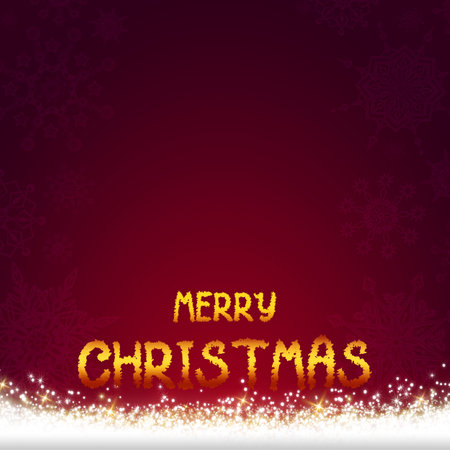 Merry Christmas background with white snow isolated on red.の写真素材