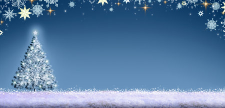Christmas tree with white snowflakes.の写真素材