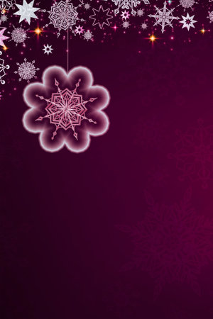 Merry Christmas background with white snow isolated on red.の写真素材