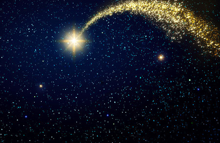 Blue abstract background with stars.の写真素材